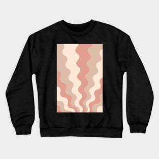 70s Retro Groovy Lines Seamless Pattern Peach, Pink and Beige Crewneck Sweatshirt